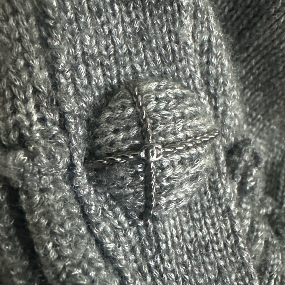 CHANEL Wool Blend Gray Women's Logo Button Snap Front Cardigan Size EU46/US12/L - Picture 2 of 10